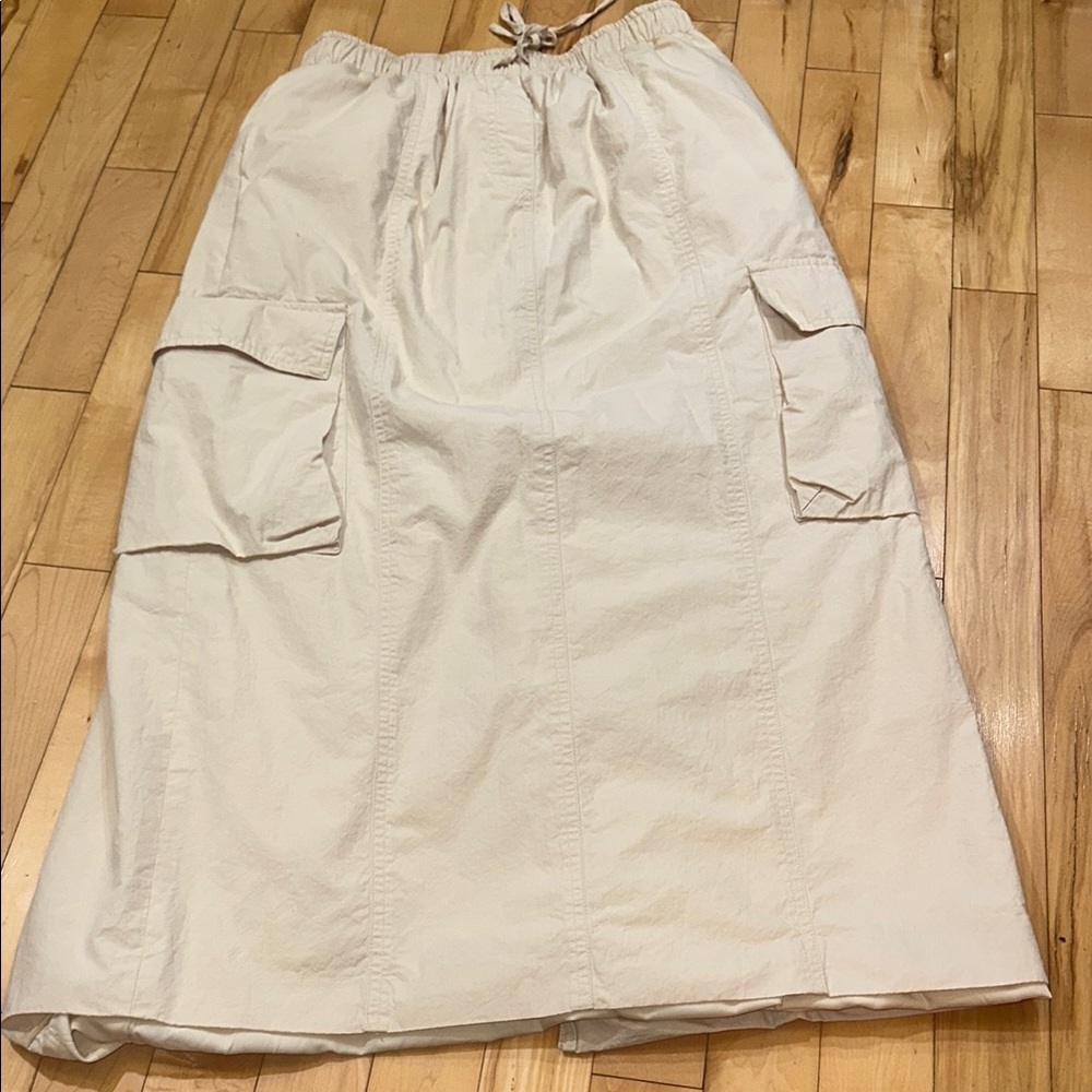 Madison Cream Maxi Cargo Skirt with Pockets
